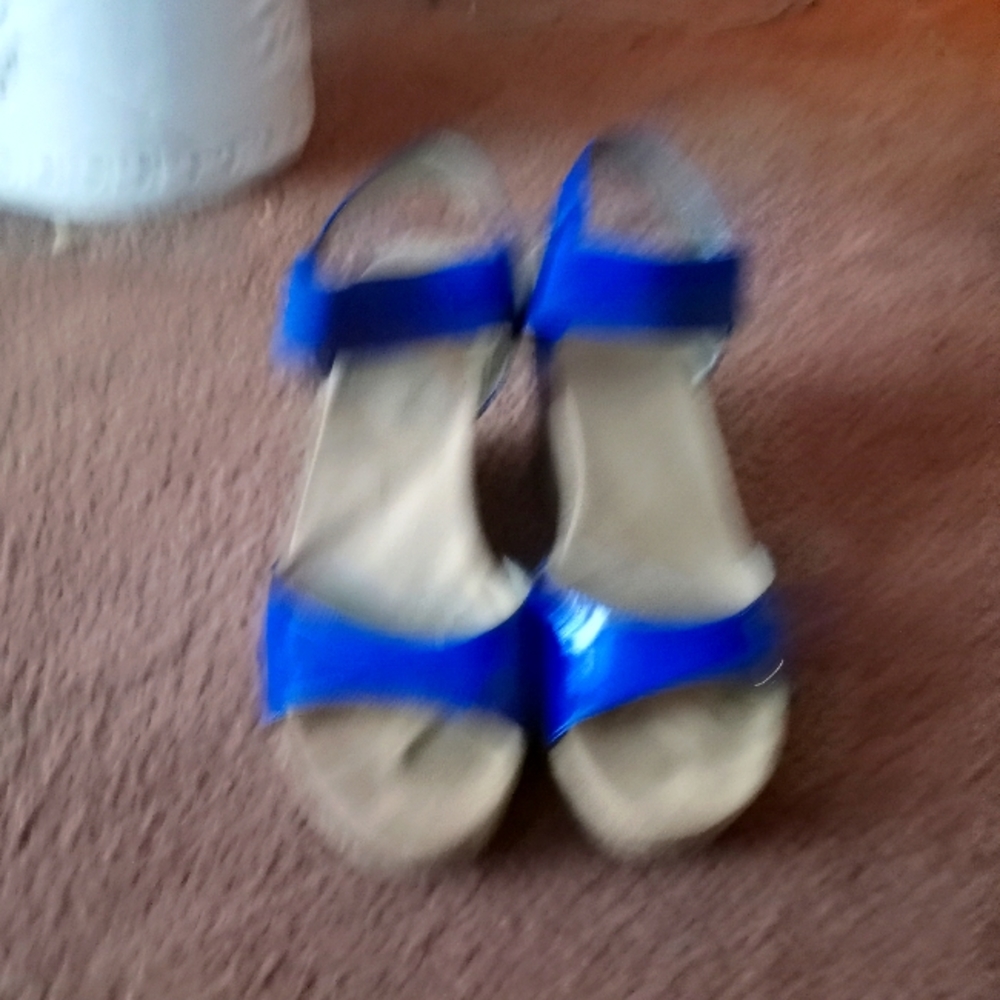 Electric blue wedge sandal